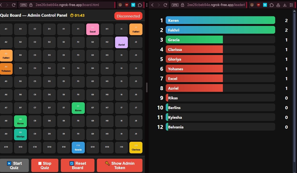 Screenshot of Web Quiz